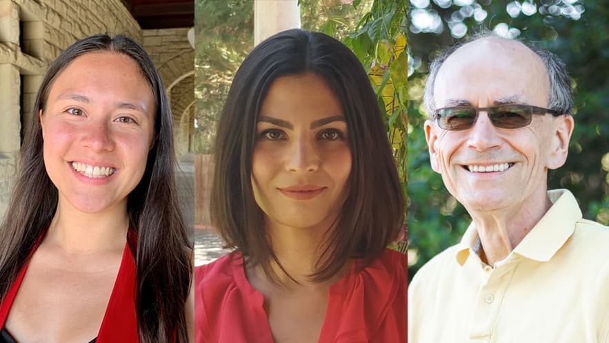 Headshot of the three award winners: Elana Chan, Blair Kaneshiro, and Thomas C. Südhof